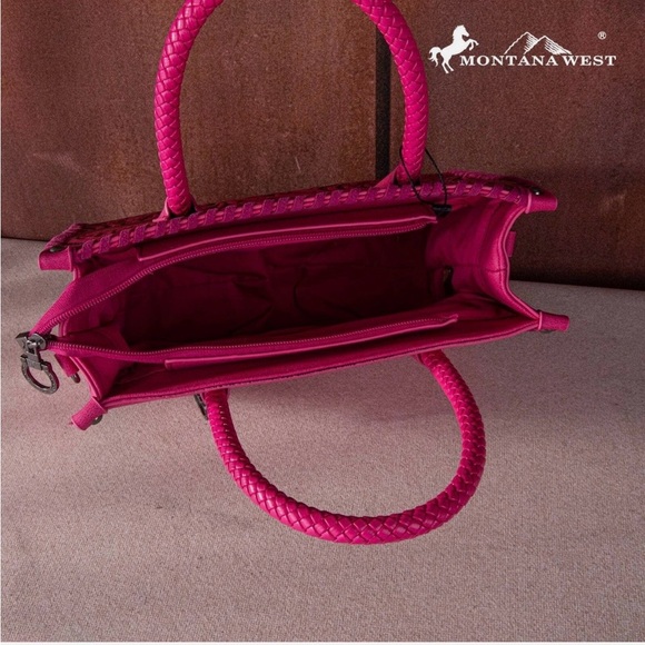 Montana West Fuchsia Floral Satchel - Picture 5 of 6